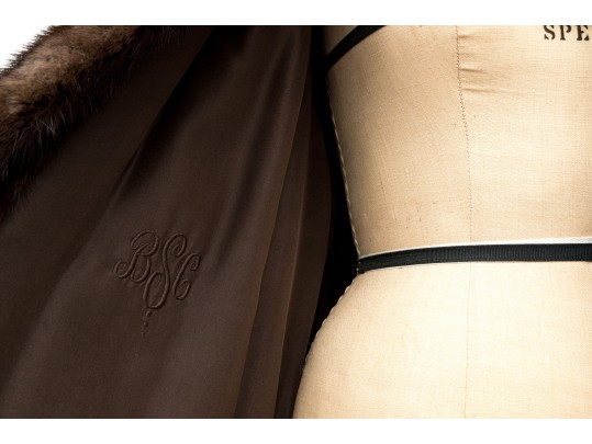 B. Altman Beautiful Vintage Collared Long Brown Mink Fur Coat, With Pockets