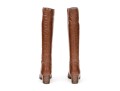 Chanel Classic Brown Leather Fleece Lined Pull On Knee Length Boots, Size 41 1/2