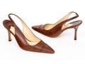 Manolo Blahnik Classic Brown Leather Wingback Style Slingbacks, Size 41 1/2