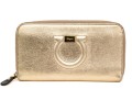 Ferragamo Striking Gold Metallic Leather Zip Wallet