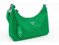Prada Re-Edition 2005 Green Nylon Shoulder Bag With Logo Strap & Mini Pouch