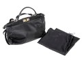 Fendi Extra Large Black Leather Twist Lock Top Handle Bag, With Strap