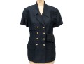 Chanel Boutique Navy Blue Vintage Double Breasted Linen Top, Size 40