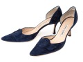 Manolo Blahnik Lovely Blue Suede Buckle Motif Pumps, Size 41