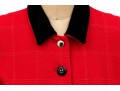 Valentino Boutique Long Red Windowpane Style Jacket With Velvet Collar And Belt, No Size Tag