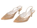 Giorgio Armani Lovely Pierced Tan Suede And Rhinestone Slingbacks, Size 40 1/2