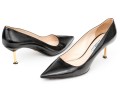Prada Unusual Black Saffiano Leather Gold Tone Heeled Pumps, Size 41