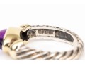 David Yurman Sterling Silver And 14k Yellow Gold Amethyst Cabachon Cable Ring, Size 5.75
