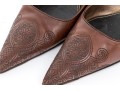 Prada Unique Brown Embroidered Leather Pumps, Size 41