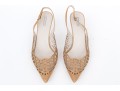 Giorgio Armani Lovely Pierced Tan Suede And Rhinestone Slingbacks, Size 40 1/2