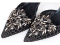 Rene Caovilla Stunning Black And Silver Rhinestone Slingbacks, Size 41, With Box