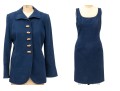 Alease Fisher Blue Cotton Bamboo Button Jacket And Dress Suit, Size 6