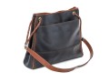 Bottega Veneta Black Canvas And Brown Leather Tote Style Shoulder Bag
