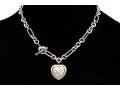 David Yurman Striking Sterling Toggle Link Necklace With 18k And Sterling Ribbed Heart 