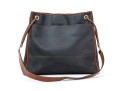 Bottega Veneta Black Canvas And Brown Leather Tote Style Shoulder Bag