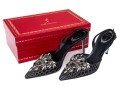 Rene Caovilla Stunning Black And Silver Rhinestone Slingbacks, Size 41, With Box