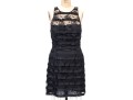 Pamela Dennis Black Silk Lace Motif Sleeveless Sheath Dress, Slze 6