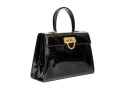Ferragamo Handsome Black Patent Leather Top Handled Bag