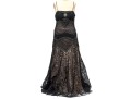 Sue Wong Magnificent Bedazzled Black Lace And Nude Overlay Floor Length Gown, Size 12