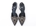 Rene Caovilla Stunning Black And Silver Rhinestone Slingbacks, Size 41, With Box
