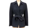 Badgley Mischka Striking Bejeweled Black Belted Suit, Size 10