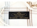 Mark & Graham Ivory, Grey And Tan Plaid Fringed Cashmere Scarf, With Box