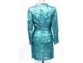 Emanuel Ungaro Vintage Turquoise And Gold Brocade Jacket And Skirt Suit, Size 10