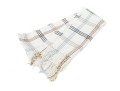 Mark & Graham Ivory, Grey And Tan Plaid Fringed Cashmere Scarf, With Box