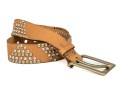 Linnea Pelle Bold Bejeweled, Studded Triangle Pattern Chunky Leather Belt, Size M