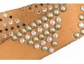 Linnea Pelle Bold Bejeweled, Studded Triangle Pattern Chunky Leather Belt, Size M