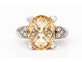 Judith Ripka Sterling Silver Checkerboard Oval Citrine And Cz Ring, Size 7