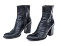 Prada Black Leather Chunky Heeled Zip Up Ankle Boots, Size 40