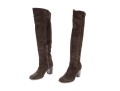 Bruno Ricci Fabulous Thigh High Brown Suede Chunky Heel Boots, Size 41
