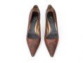 Prada Unique Brown Embroidered Leather Pumps, Size 41