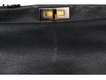 Fendi Extra Large Black Leather Twist Lock Top Handle Bag, With Strap