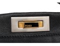 Fendi Extra Large Black Leather Twist Lock Top Handle Bag, With Strap