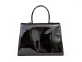 Ferragamo Handsome Black Patent Leather Top Handled Bag