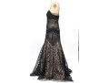 Sue Wong Magnificent Bedazzled Black Lace And Nude Overlay Floor Length Gown, Size 12