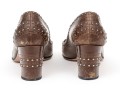 Prada Edgy Studded Brown Leather Wingback Pumps, Size 41
