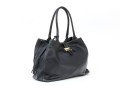 Courage B. Black Pebbled Leather Top Handled Tote Bag