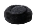 Saks Fifth Avenue Black Knit And Fur Trimmed Hat
