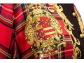 Escada Vintage Red, Black And Gold Scottish Plaid Silk Blouse, Size 40