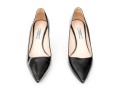 Prada Unusual Black Saffiano Leather Gold Tone Heeled Pumps, Size 41