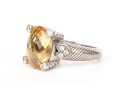 Judith Ripka Sterling Silver Checkerboard Oval Citrine And Cz Ring, Size 7
