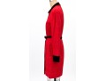 Valentino Boutique Long Red Windowpane Style Jacket With Velvet Collar And Belt, No Size Tag