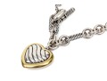 David Yurman Striking Sterling Toggle Link Necklace With 18k And Sterling Ribbed Heart 