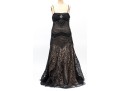 Sue Wong Magnificent Bedazzled Black Lace And Nude Overlay Floor Length Gown, Size 12