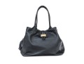 Courage B. Black Pebbled Leather Top Handled Tote Bag