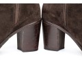 Bruno Ricci Fabulous Thigh High Brown Suede Chunky Heel Boots, Size 41