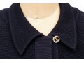 Salvatore Ferragamo Navy Blue Knit Wool Button Front Sweater, Size M